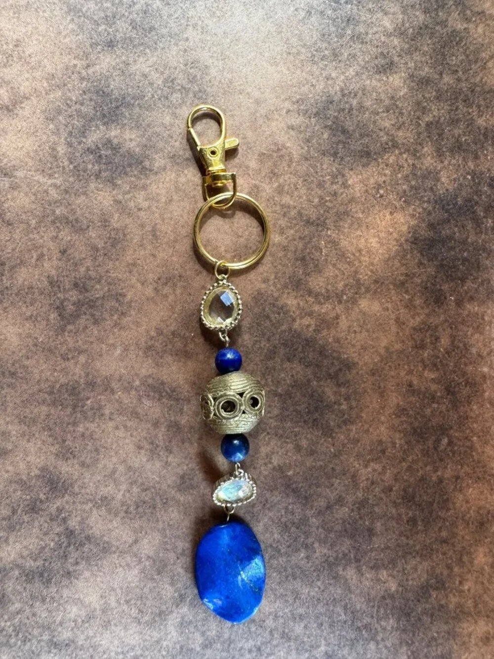 Boho keychain/purse charm with lapis lazuli